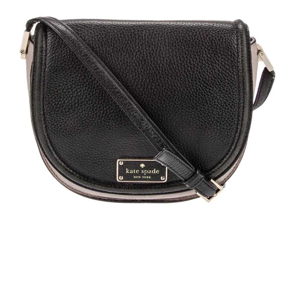 Kate Spade Black Beige Cream Dual Color Oliver Street Lily Leather Crossbody Bag